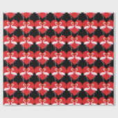 Cute White roze flamingos met rood hart Cadeaupapier (Vlak)