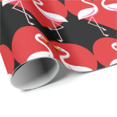 Cute White roze flamingos met rood hart Cadeaupapier (Rol Hoek)