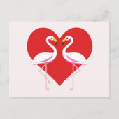 Cute White roze flamingos met rood hart Feestdagenkaart (Voorkant)