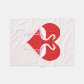 Cute White roze flamingos met rood hart Fleece Deken (Voorkant (Horizontaal))