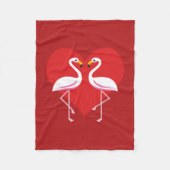 Cute White roze flamingos met rood hart Fleece Deken (Voorkant)
