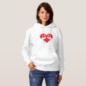 Cute White roze flamingos met rood hart Hoodie (Voorkant volledig)