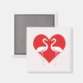 Cute White roze flamingos met rood hart Magneet (Voorkant / Achterkant)