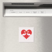 Cute White roze flamingos met rood hart Magneet (Insitu (Vaatwasser))