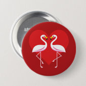 Cute White roze flamingos met rood hart Ronde Button 7,6 Cm (Voorkant /achterkant)