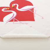 Cute White roze flamingos met rood hart Sherpa Deken (3/4)