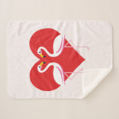 Cute White roze flamingos met rood hart Sherpa Deken (Voorkant (horizontaal))