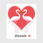 Cute White roze flamingos met rood hart Sticker (Vel)