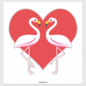 Cute White roze flamingos met rood hart Sticker (Vel)
