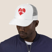 Cute White roze flamingos met rood hart Trucker Pet (In situ)