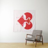 Cute White roze flamingos met rood hart Wandkleed (In Situ (horizontaal))