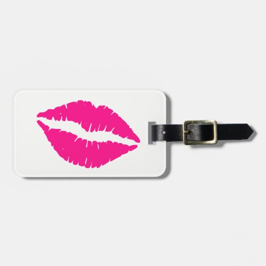 Cute white roze kissenpatroon stropdas bagagelabel (Voorkant horizontaal)