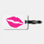 Cute white roze kissenpatroon stropdas bagagelabel (Achterkant horizontaal)