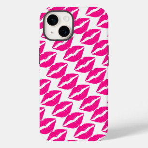 Cute white roze kissenpatroon stropdas Case-Mate iPhone 14 hoesje