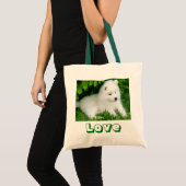 Cute White Samoyed Puppy Dog Canvas Canvas tas (Voorkant (product))