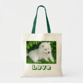 Cute White Samoyed Puppy Dog Canvas Canvas tas (Voorkant)