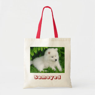 Cute White Samoyed Puppy Dog Canvas Canvas tas