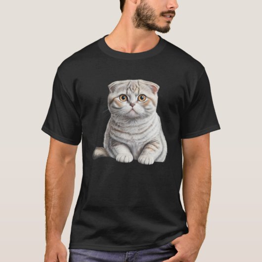 Cute White Scottish Fold Cat Cat T-shirt (Voorkant)