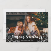 Cute White Script Winter Foliage Foto met Kerstmis Kaart (Voorkant)