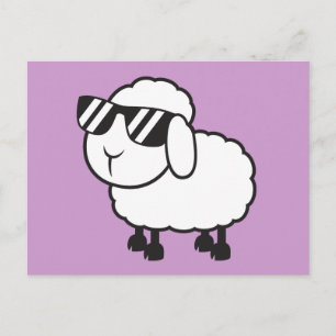 Cute White Sheep Cartoon Briefkaart