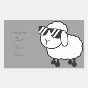 Cute White Sheep Cartoon Rechthoekige Sticker