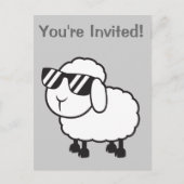 Cute White Sheep Cartoon Uitnodiging Briefkaart (Voorkant)