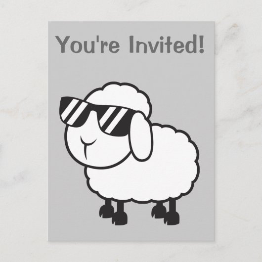 Cute White Sheep Cartoon Uitnodiging Briefkaart (Voorkant)