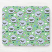 Cute White Sheep Green Pattern Muismat (Voorkant)