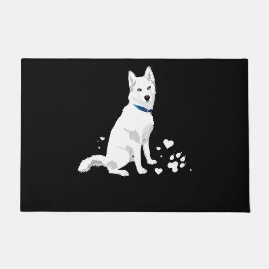 Cute White Siberian Husky - Sweet White Snow Dog Deurmat (Voorkant)