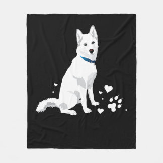 Cute White Siberian Husky - Sweet White Snow Dog Fleece Deken