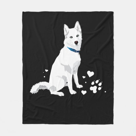 Cute White Siberian Husky - Sweet White Snow Dog Fleece Deken (Voorkant)