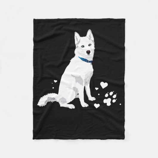 Cute White Siberian Husky - Sweet White Snow Dog Fleece Deken (Voorkant)