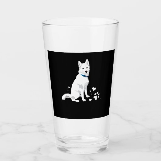 Cute White Siberian Husky - Sweet White Snow Dog Glas (Voorkant)