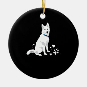 Cute White Siberian Husky - Sweet White Snow Dog Keramisch Ornament