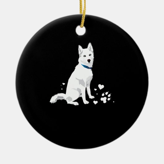 Cute White Siberian Husky - Sweet White Snow Dog Keramisch Ornament (Voorkant)