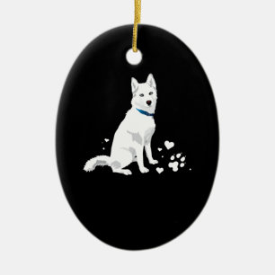 Cute White Siberian Husky - Sweet White Snow Dog Keramisch Ornament