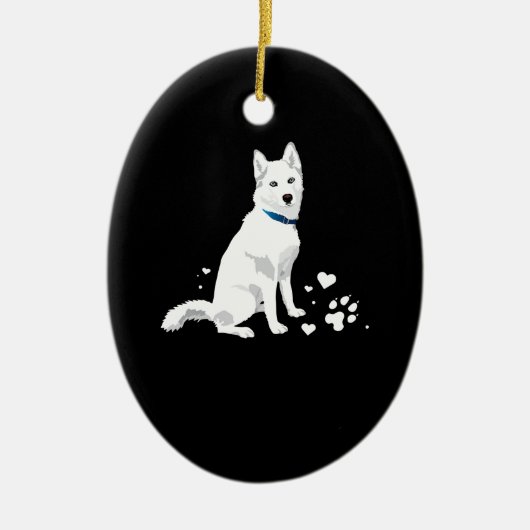 Cute White Siberian Husky - Sweet White Snow Dog Keramisch Ornament (Voorkant)