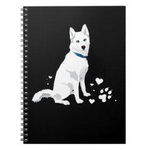Cute White Siberian Husky - Sweet White Snow Dog Notitieboek