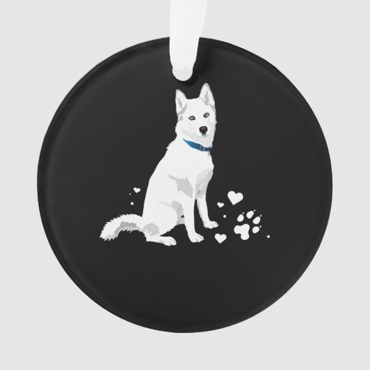 Cute White Siberian Husky - Sweet White Snow Dog Ornament (voorkant)