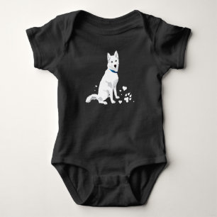 Cute White Siberian Husky - Sweet White Snow Dog Romper
