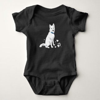 Cute White Siberian Husky - Sweet White Snow Dog Romper