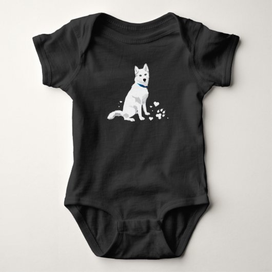 Cute White Siberian Husky - Sweet White Snow Dog Romper (Voorkant)