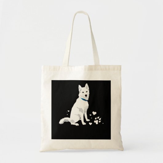 Cute White Siberian Husky - Sweet White Snow Dog Tote Bag (Voorkant)