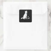 Cute White Siberian Husky - Sweet White Snow Dog Vierkante Sticker (Tas)