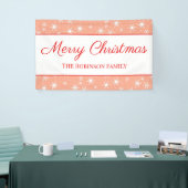Cute White Snowflake Blush Pink Merry Christmas Spandoek (Beurs)
