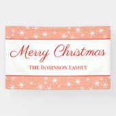 Cute White Snowflake Blush Pink Merry Christmas Spandoek (Horizontaal)