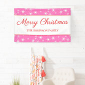 Cute White Snowflake roze kerst Spandoek (Insitu)