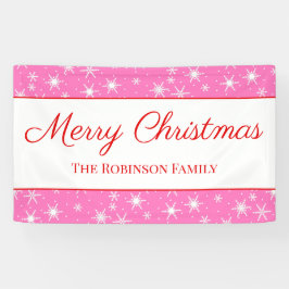 Cute White Snowflake roze kerst Spandoek