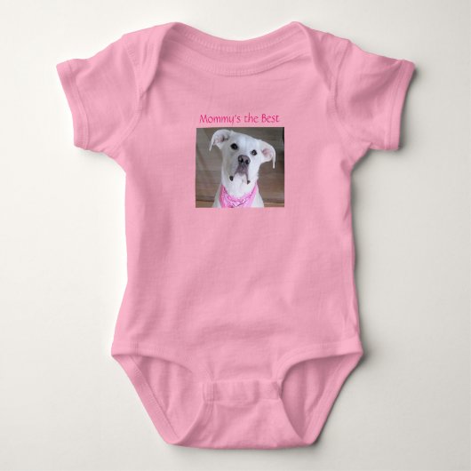 Cute White Sweet Puppy Dog Mam Pink Romper (Voorkant)