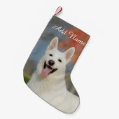Cute White Swiss Shepherd Dog Foto - Name Kleine Kerstsok (Voorkant (Hangend))